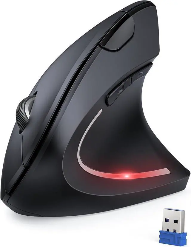 Main image of TECKNET Ergonomic Mouse, 4800 DPI Wireless Vertical Mouse with 5 Adjustable DPI Levels, 2.4GHz Optical Carpal Tunnel Mouse, 6 Buttons Wireless Mouse for Laptop, Desktop, PC, MacBook - Black