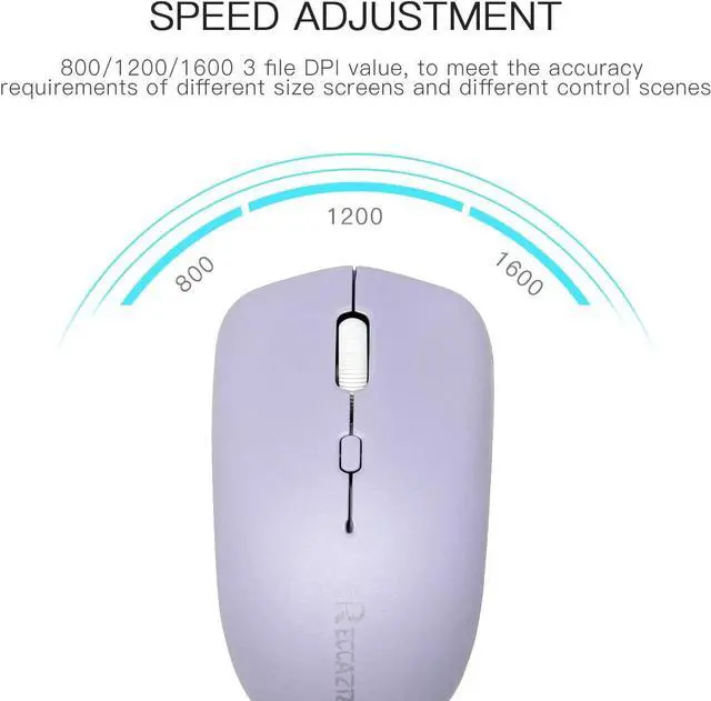 Alt view image 3 of 7 - Wireless Keyboard and Mouse Combo, Full-Sized Wireless Keyboard and Adjustable DPI Mouse, 2.4GHz USB Receiver, Wireless Keyboard and Mouse for PC, Windows, Desktop, Laptop (Purple)