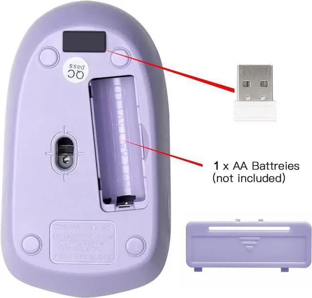Alt view image 5 of 7 - Wireless Keyboard and Mouse Combo, Full-Sized Wireless Keyboard and Adjustable DPI Mouse, 2.4GHz USB Receiver, Wireless Keyboard and Mouse for PC, Windows, Desktop, Laptop (Purple)