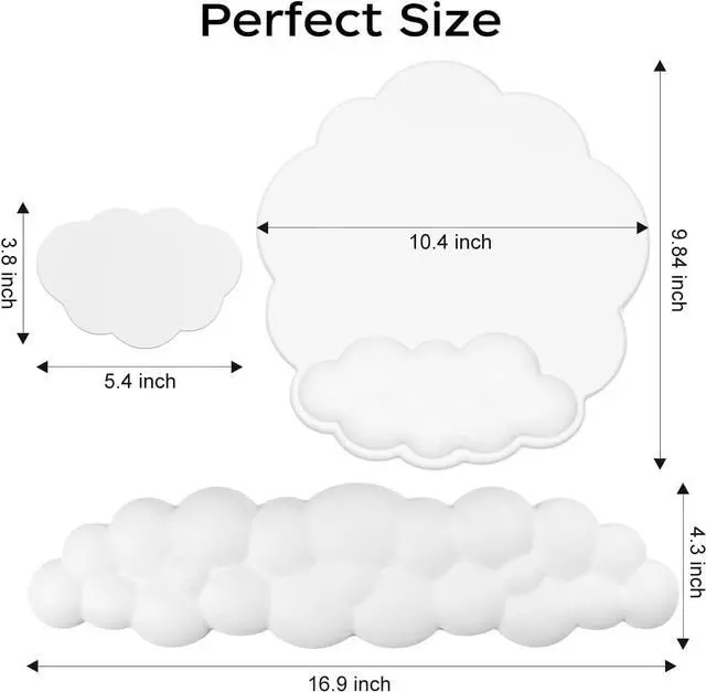 Alt view image 7 of 7 - JIKIOU Cloud Mouse Pads, Exquisite Leather Mouse Pads Wrist Support, Comfortable Memory Foam Wrist Rest for Computer Laptop Mac Gaming Office and Pain Relief White