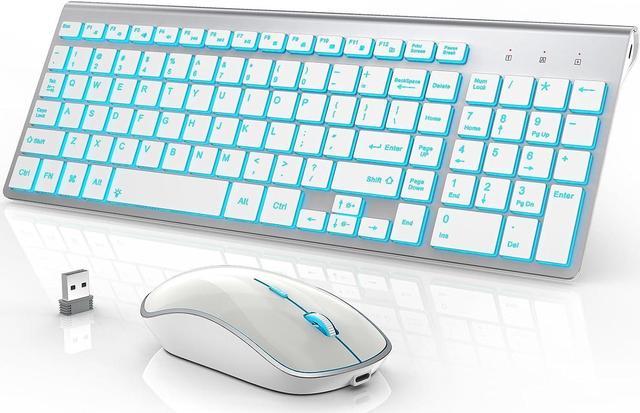 J JOYACCESS Rechargeable Wireless Keyboard Mouse, Compact Slim Wireless  Keyboard and Mouse Combo, Sleek Design and High Precision 2400 DPI for PC