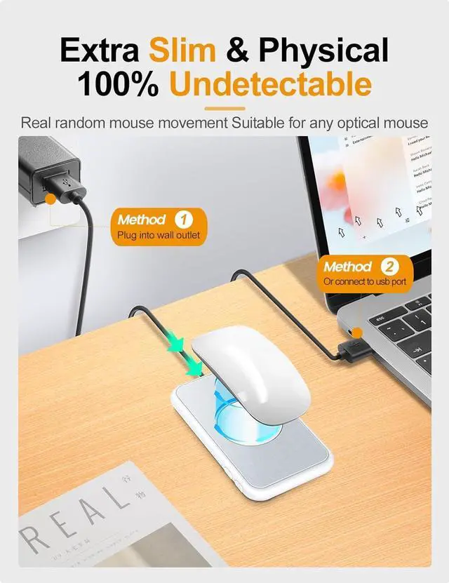 Alt view image 6 of 7 - Ultra-Slim Quiet Mouse Jiggler, White, USB, Compatible with Windows, Mac, iOS, and Android