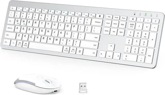 Main image of iClever GK08 Wireless Keyboard and Mouse - Rechargeable, Ergonomic, Quiet, Full Size Design with Number Pad, 2.4G Stable Connection Slim Mac Keyboard and Mouse for Windows Mac OS Computer