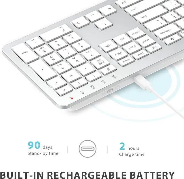 Alt view image 5 of 7 - iClever GK08 Wireless Keyboard and Mouse - Rechargeable, Ergonomic, Quiet, Full Size Design with Number Pad, 2.4G Stable Connection Slim Mac Keyboard and Mouse for Windows Mac OS Computer