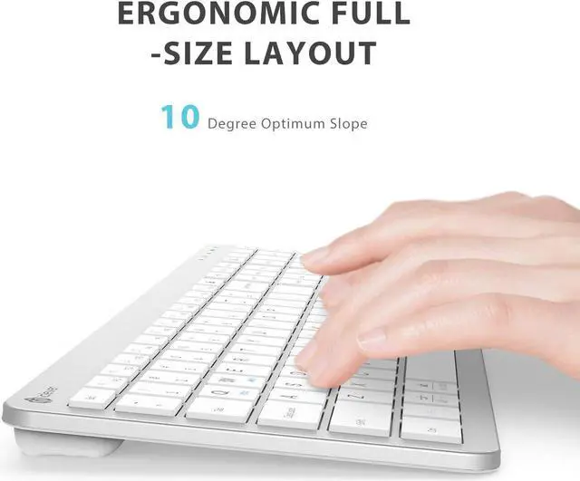 Alt view image 6 of 7 - iClever GK08 Wireless Keyboard and Mouse - Rechargeable, Ergonomic, Quiet, Full Size Design with Number Pad, 2.4G Stable Connection Slim Mac Keyboard and Mouse for Windows Mac OS Computer