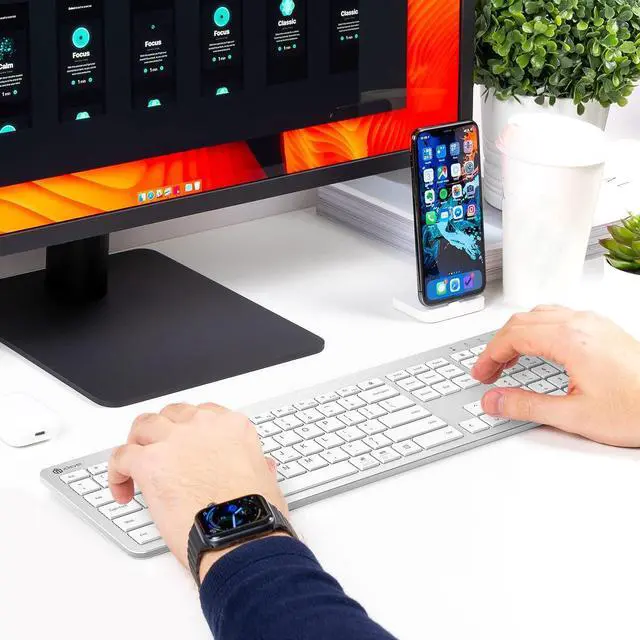 Alt view image 7 of 7 - iClever GK08 Wireless Keyboard and Mouse - Rechargeable, Ergonomic, Quiet, Full Size Design with Number Pad, 2.4G Stable Connection Slim Mac Keyboard and Mouse for Windows Mac OS Computer