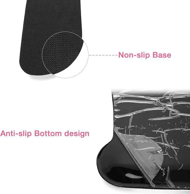 Alt view image 5 of 7 - MOSISO Wrist Rest Support for Mouse Pad & Keyboard Set, Peony Ergonomic Mousepad Non-Slip Base Home/Office Pain Relief & Easy Typing Cushion with Neoprene Cloth & Raised Memory Foam, Black