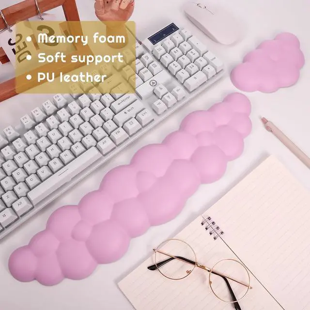 Alt view image 4 of 7 - Cloud Wrist Rest,Keyboard Wrist Rest and Mouse Wrist Rest,Memory Foam Wrist Rest for Computer Keyboard Ergonomic Wrist Rest for Relieve Wrist & Arm Pain,Cute Wrist Rest for Office Computer Laptop