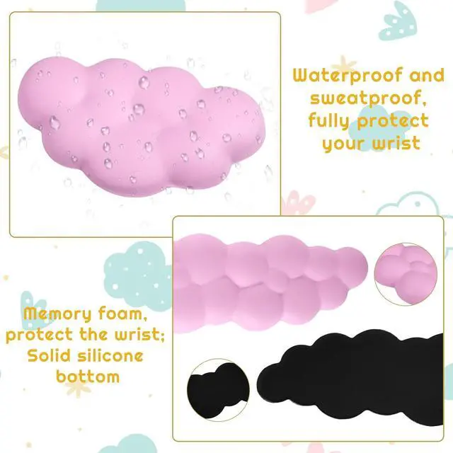 Alt view image 5 of 7 - Cloud Wrist Rest,Keyboard Wrist Rest and Mouse Wrist Rest,Memory Foam Wrist Rest for Computer Keyboard Ergonomic Wrist Rest for Relieve Wrist & Arm Pain,Cute Wrist Rest for Office Computer Laptop