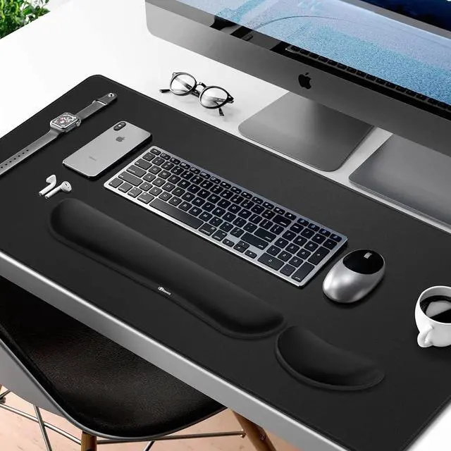 Alt view image 2 of 7 - Gimars 3 in1 Mouse Pad and Keyboard Wrist Rest Set, Large Memory Foam Mouse Pad Wrist Rest Support for Typing Pain Relief, Wrist Rest Set for Gaming, Desk, Office, Home, 31.5x12 inch, Black