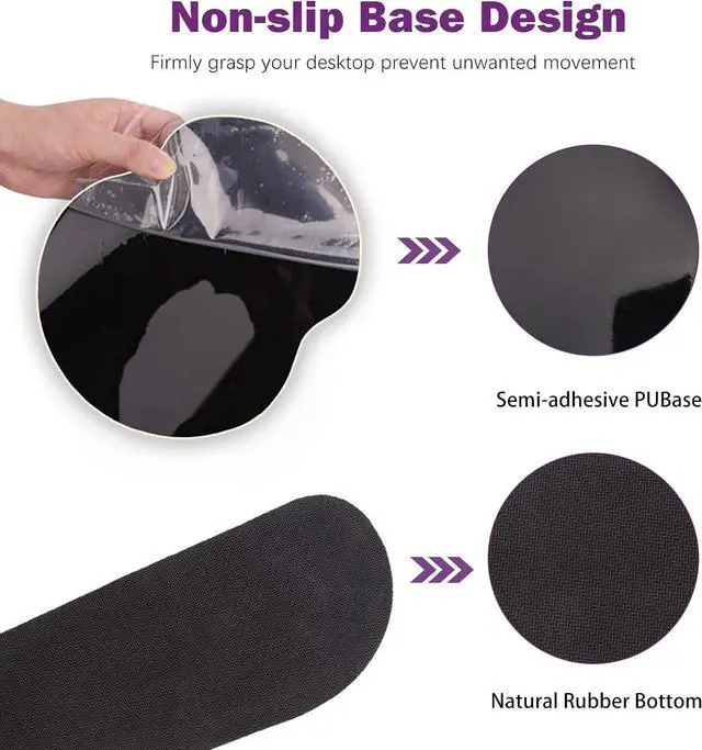 Alt view image 4 of 6 - Desk Mat, Large Gaming Mouse Pad Wrist Support Set, Ergonomic Keyboard Wrist Rest Desk Pad with Coaster Combo, Extended Mousepad with Non-Slip for Home Office, Purple Heart Butterfly