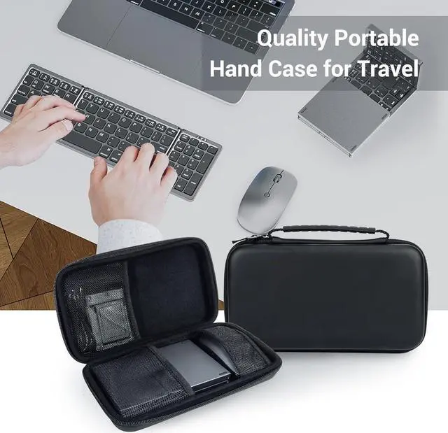 Alt view image 7 of 7 - Foldable Keyboard and Mouse for Laptop, Travel Bluetooth Folding Keyboard Mouse with Portable Case, Rechargeable Keyboard for Business, 2.4G Wireless & Bluetooth, for iPad Tablets Laptop iOS Android