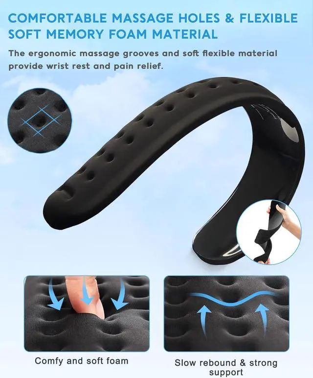Alt view image 4 of 7 - Keyboard Wrist Rest Wrist Rest for Computer Keyboard Ergonomic Wrist Rest Easy Typing Pain Relief Keyboard Pad Anti-Slip Memory Foam Wrist Support Cushion for Laptop Office Gaming Black