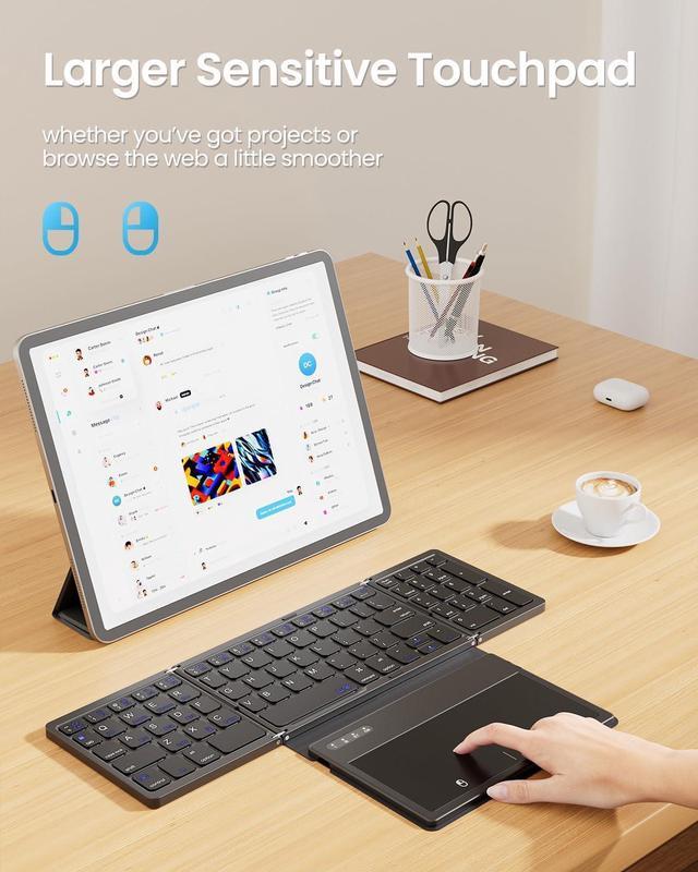 Rovinda Foldable Bluetooth Keyboard, Portable Wireless Folding