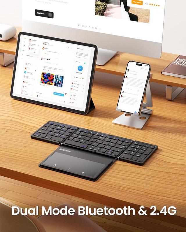 Rovinda Foldable Bluetooth Keyboard, Portable Wireless Folding