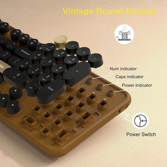 Alt view image 5 of 6 - Ergonomic Wireless Keyboard & Mouse Combo (Coffee-Black)