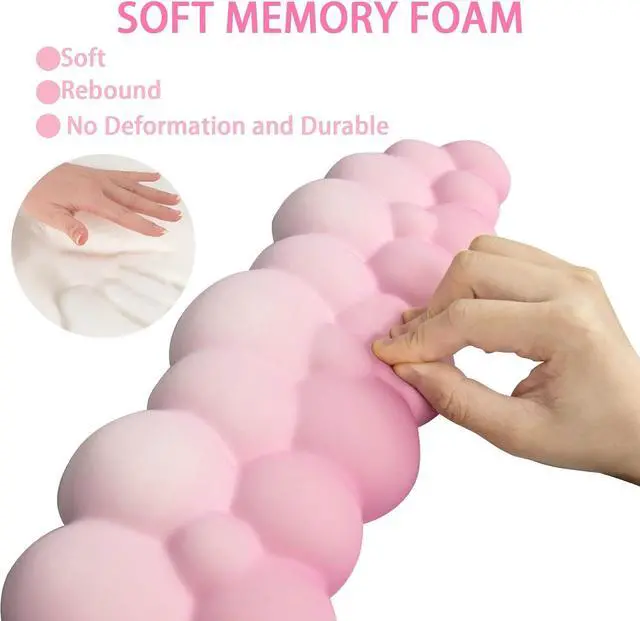 Alt view image 4 of 6 - Cloud Mouse Pad and Keyboard Wrist Rest Set,4 Pcs Pink Ergonomic Arm Support for Computer Desk,Cute Palm Resting Cushion with Mousepad & Coaster | Office Computer Laptop Typing Pain Relief