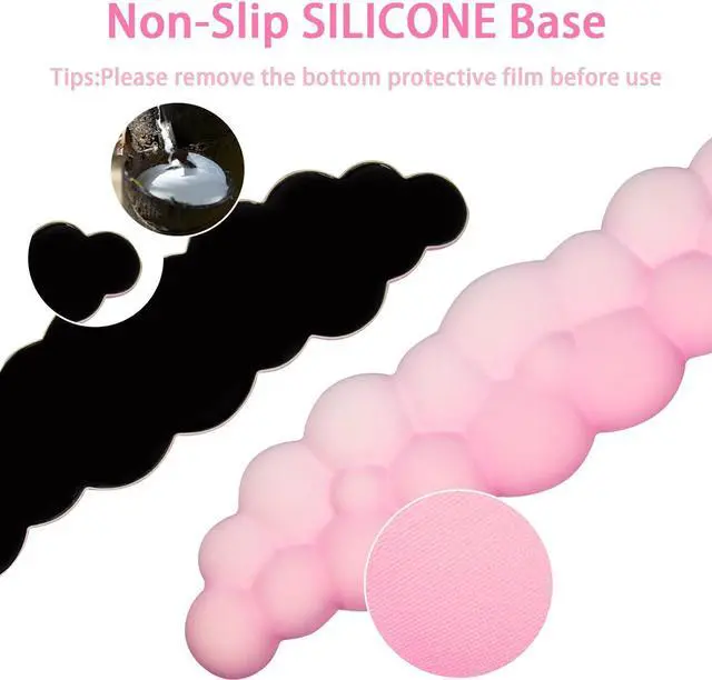 Alt view image 5 of 6 - Cloud Mouse Pad and Keyboard Wrist Rest Set,4 Pcs Pink Ergonomic Arm Support for Computer Desk,Cute Palm Resting Cushion with Mousepad & Coaster | Office Computer Laptop Typing Pain Relief
