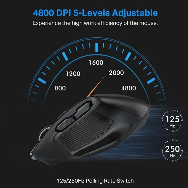 Alt view image 5 of 7 - E-YOOSO Large Bluetooth Wireless Mouse for Big Hands, X-31 Cordless Ergo Computer Mouse, 6 Buttons, 5-Level 4800 DPI, 18 Months Battery Life, for Laptop, PC, Chromebook