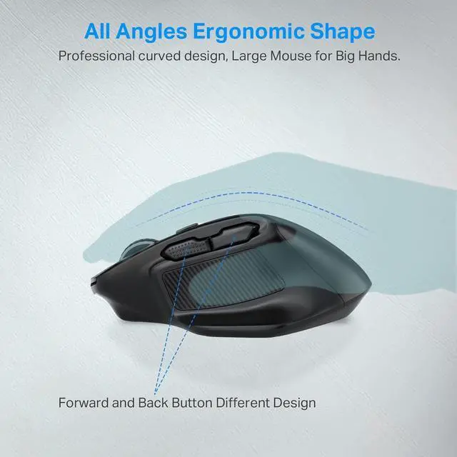 Alt view image 4 of 7 - E-YOOSO Large Bluetooth Wireless Mouse for Big Hands, X-31 Cordless Ergo Computer Mouse, 6 Buttons, 5-Level 4800 DPI, 18 Months Battery Life, for Laptop, PC, Chromebook