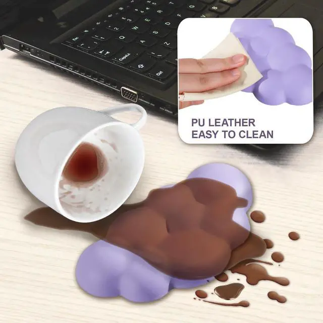 Alt view image 7 of 7 - Keyboard Cloud Wrist Rest 2PCS, High Density Memory Foam Keyboard Palm Rest, Ergonomic Keyboard Pad Wrist Support for Pain Relief, Mouse Pad Rest Support for Office/Computer/Laptop/Gaming/Mac,Purple