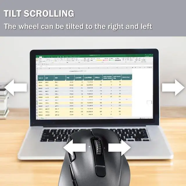 Alt view image 6 of 7 - EX-G PRO Ergonomic Mouse, Multi-Device Bluetooth or Wireless USB, Silent Click 8 Button, 1000/2000 DPI, Rechargeable, High-Speed Scroll Tilt, for Windows, macOS, Laptop, PC, Tablet (X-Large)