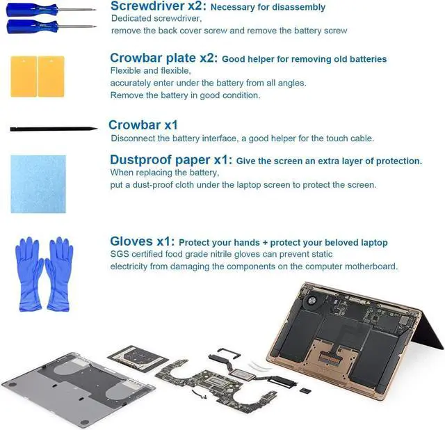 Alt view image 6 of 6 - XINGLT A1932 A2179 Battery Replacement A1965 Battery for MacBook Air 13 inch Retina A1932 (Year 2018-2019) A2179 (Year 2020) EMC 3184 3302,A1965 Laptop Battery