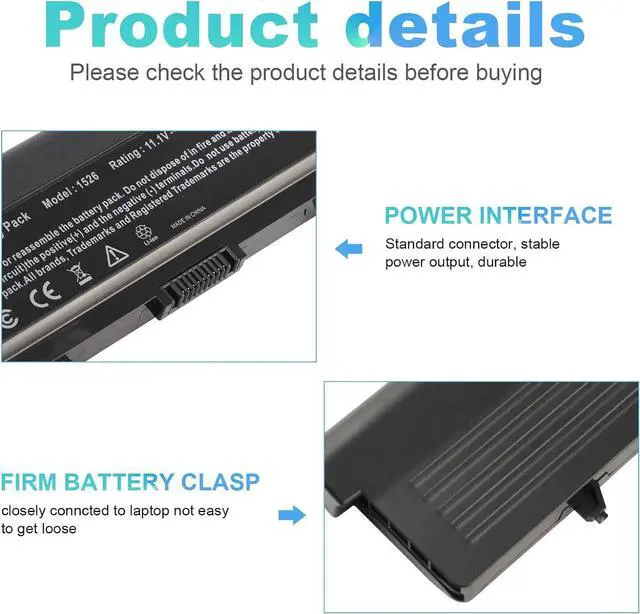 Alt view image 3 of 7 - TREE.NB High Capacity Battery for Dell Inspiron 1545 1526 1525 PP41L PP29L Series Laptop Battery, Fits P/N: GP952 GW252 GW240 X284G RN873 M911 M911G [7800mAh/11.1V/9-Cells]