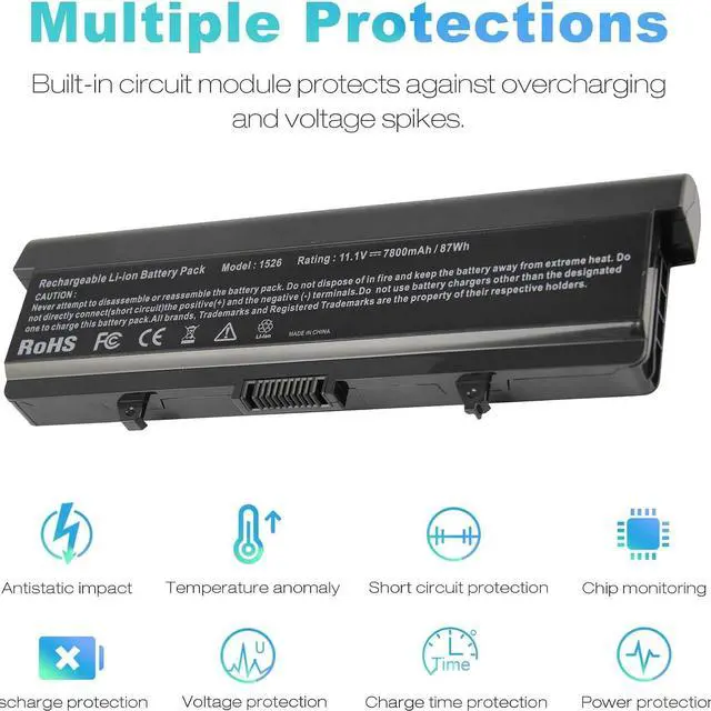 Alt view image 6 of 7 - TREE.NB High Capacity Battery for Dell Inspiron 1545 1526 1525 PP41L PP29L Series Laptop Battery, Fits P/N: GP952 GW252 GW240 X284G RN873 M911 M911G [7800mAh/11.1V/9-Cells]