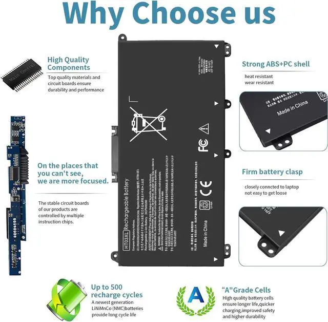 Alt view image 2 of 6 - 41.9Wh HT03XL L11119-855 Laptop Battery for HP Pavilion 15-CS 15-cs0xxx 15-cs1xxx 15-cs0053cl 15-cs0073cl 15-DA 15-da0014dx 15-DB 17-CA 15-DW 14m-dh0001dx 14m-dh1003dx 14-CM 14-CF HTO3XL HSTNN-DB8R