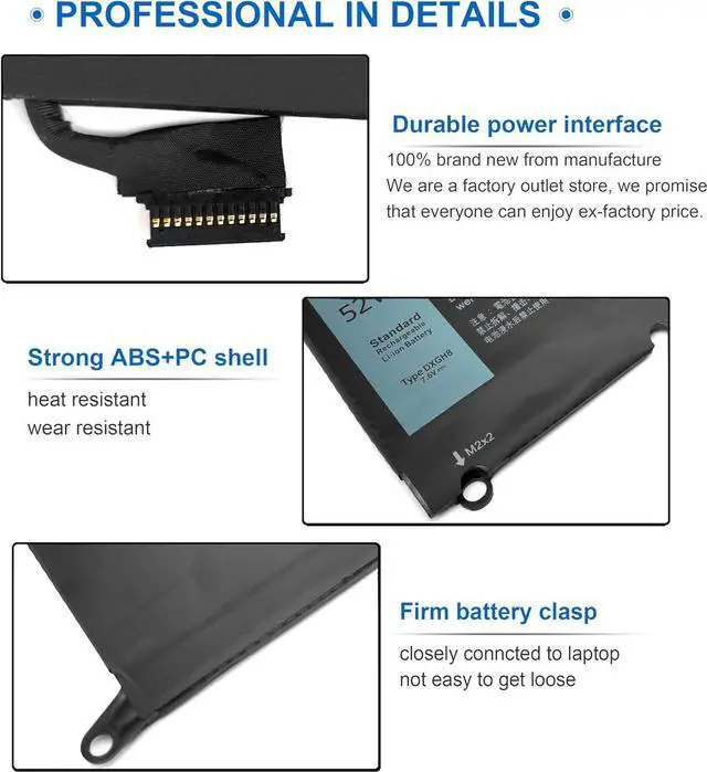 Alt view image 2 of 5 - DXGH8 Battery for Dell XPS 13 9370 9380 2019 Inspiron 13 7390 7391 2-in-1 5390 5391 7490 Latitude 3301 E3301 Vostro 5390 5391 0H754V G8VCF H754V G8VCF6C HK6N5 P113G001 P82G P82G001 0V48RM V48RM 52Wh