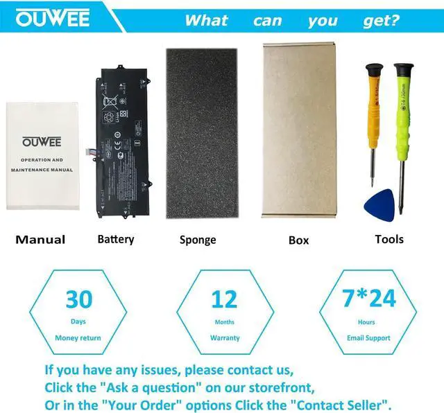 Alt view image 7 of 7 - OUWEE MG04XL Laptop Battery Compatible with Hp Elite X2 1012 G1 Series Notebook HSTNN-DB7F MG04 812060-2B1 812060-2C1 812205-001 7.7V 40Wh 4820mAh