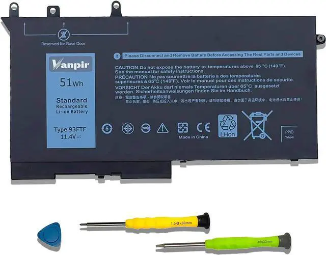 93FTF 51Wh Battery For Dell Latitude & Precision Laptops - Replacement Laptop Battery