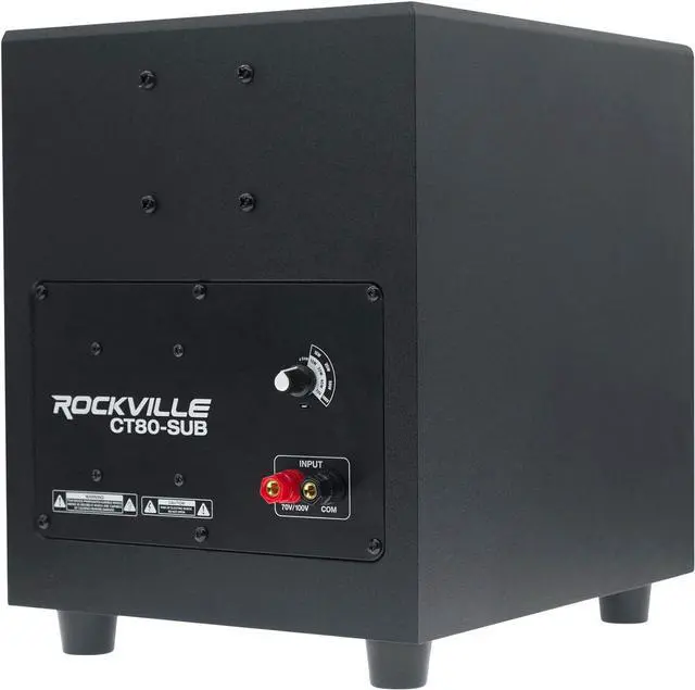 Alt view image 4 of 7 - Rockville CT80 8" 70V Commercial Subwoofer, Wall-Mount Bracket, Deep Bass, Wide Frequency, Durable Build, for Restaurants and Conference Rooms