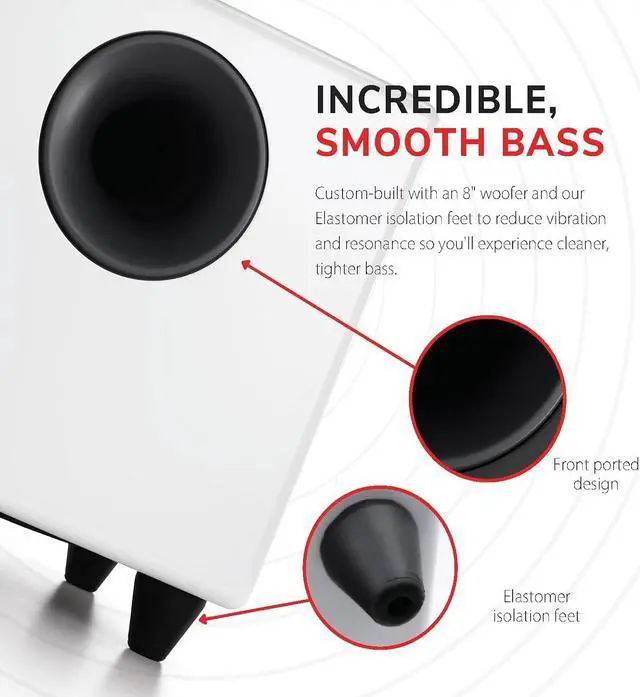 Alt view image 3 of 7 - Audioengine S8 Powered Subwoofer Speaker - 250W 8-inch Home Woofer with Built-in Amplifier and Dual Audio Inputs for Home Audio