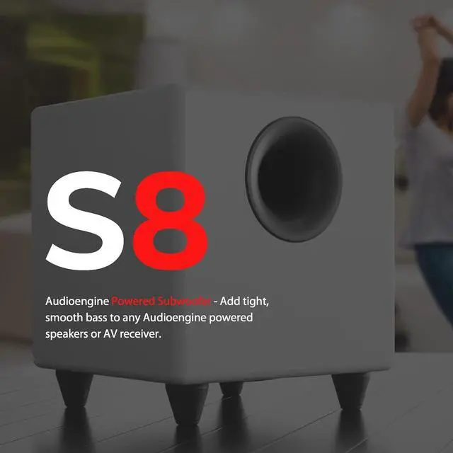 Alt view image 7 of 7 - Audioengine S8 Powered Subwoofer Speaker - 250W 8-inch Home Woofer with Built-in Amplifier and Dual Audio Inputs for Home Audio