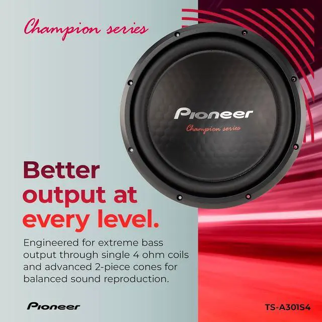 Alt view image 3 of 6 - PIONEER TS-A301S4 - Powerful 12-inch Subwoofer, 1600 Watts Peak Power, Single 4 Ohms Voice Coil for a Powerful Bass