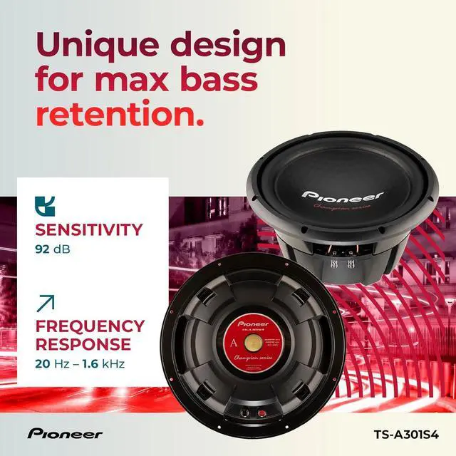 Alt view image 5 of 6 - PIONEER TS-A301S4 - Powerful 12-inch Subwoofer, 1600 Watts Peak Power, Single 4 Ohms Voice Coil for a Powerful Bass