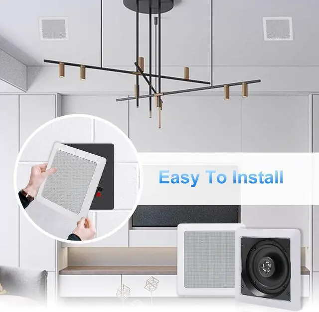Alt view image 4 of 7 - Herdio Bluetooth Ceiling Speakers, 320W 5.25 Inch Flush Mount in Wall Speakers Surround Sound System, Perfect for Home Theater, TV, Bathroom, White, 2 Pairs