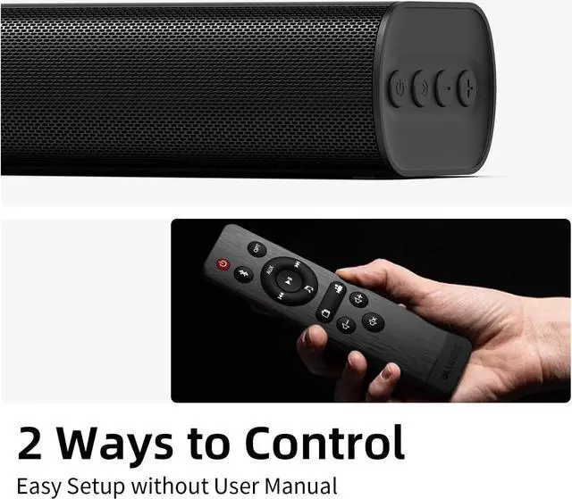 Alt view image 5 of 6 - Sound Bars for TV 16-inch, Cinematic TV Bluetooth Sound Bar with Impactful Bass with Remote Control, Wall Mountable Sound Bar Work with Traditional or Smart TV, Computer