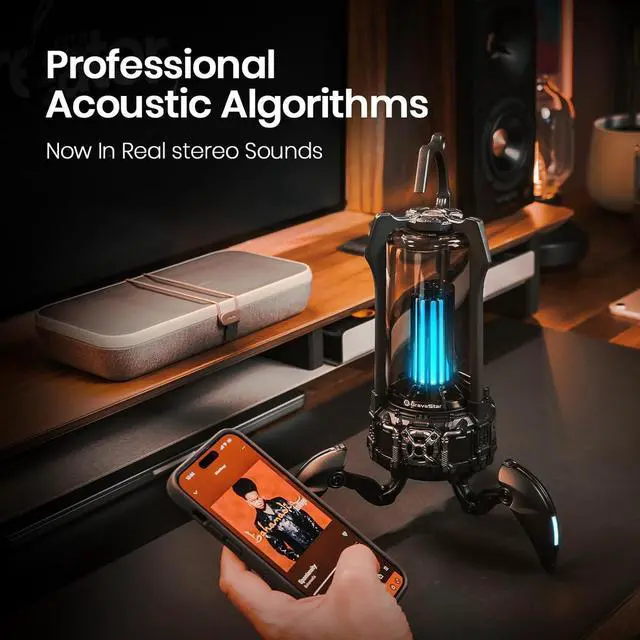 Alt view image 3 of 7 - GravaStar Supernova Portable Bluetooth Speaker, LED Table Lamp Speaker, 9H Playtime, TWS Pairing, Wireless Speakers fo Party/Outdoor/Camping/Gifts