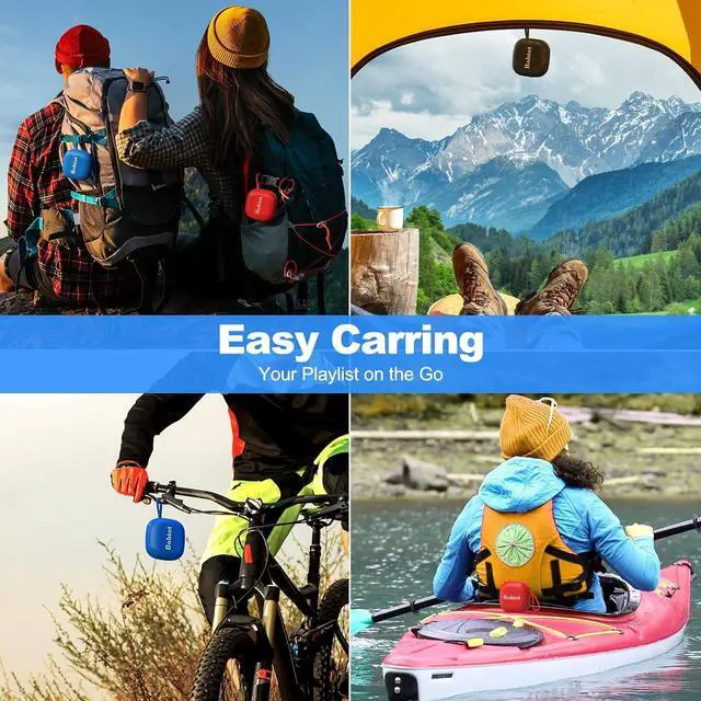 Alt view image 5 of 7 - Bobtot Bluetooth Speaker Portable Wireless Speakers - 16 Hours Playtime Waterproof Speaker, Loud Stereo Sound, Mini Speaker with TWS, Built-in Mic, Strap to Carry for Home Travel Sport, Red