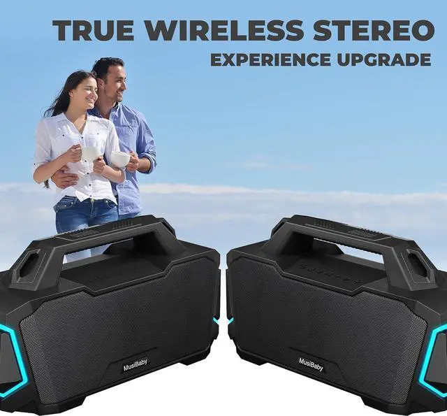 Alt view image 6 of 7 - Bluetooth Speaker,Musibaby M1 Portable Bluetooth Speakers:Loud Stereo Sound with Subwoofer,Deep Bass,IPX6 Waterproof,Wireless Speaker with BT5.3,Dual Pairing,20H+ Playtime for Outdoor,Beach(Blk)