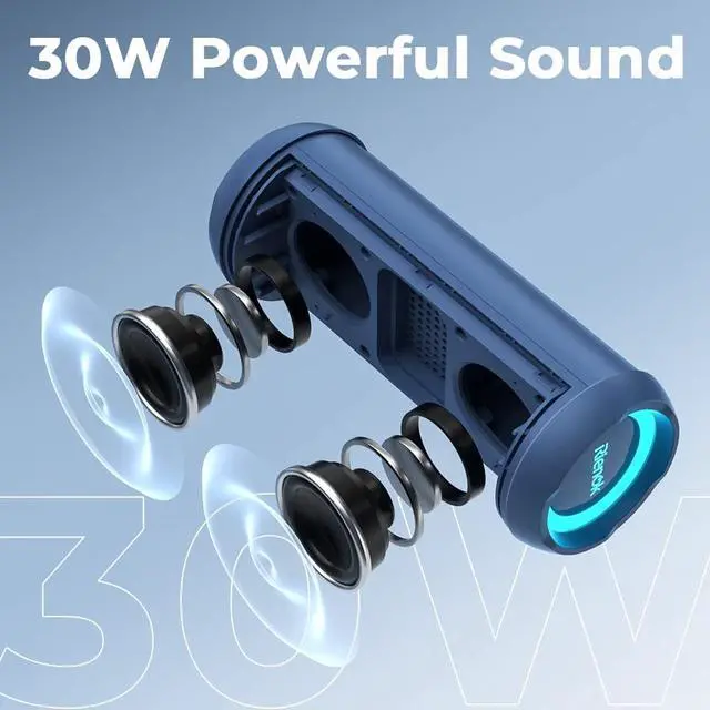 Alt view image 2 of 7 - RIENOK Portable Bluetooth Speaker 30W Dual Pairing True Wireless Stereo HD Sound IPX7 Waterproof Outdoor Sport Shower Wireless Speaker Bluetooth 5.3 for Home Party