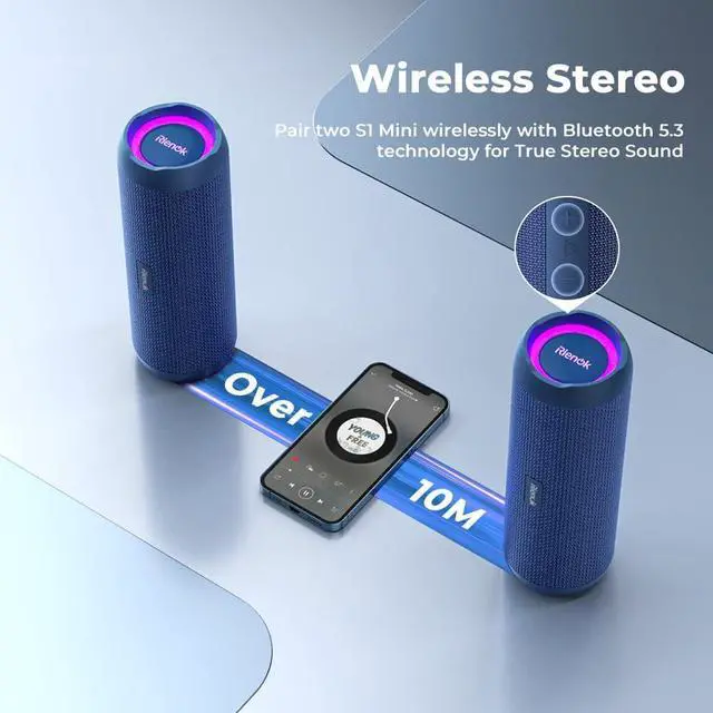 Alt view image 5 of 7 - RIENOK Portable Bluetooth Speaker 30W Dual Pairing True Wireless Stereo HD Sound IPX7 Waterproof Outdoor Sport Shower Wireless Speaker Bluetooth 5.3 for Home Party