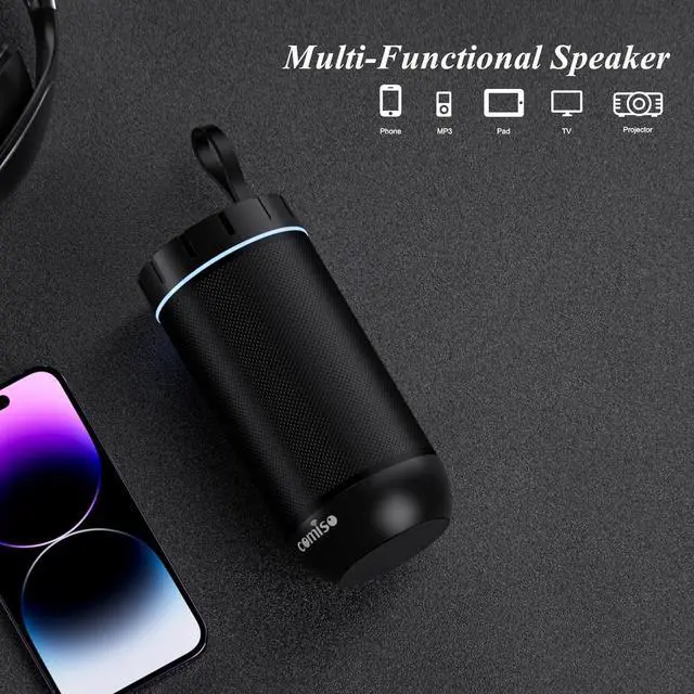 Alt view image 3 of 7 - Portable Bluetooth Speaker, IPX5 Waterproof Shower Speaker with 360° HD Surround Sound, Punchy Bass, Wireless TWS Pairing, 24H Playtime, Wireless Speaker for Home/Outdoor/Camping/Beach, Birthday Gift
