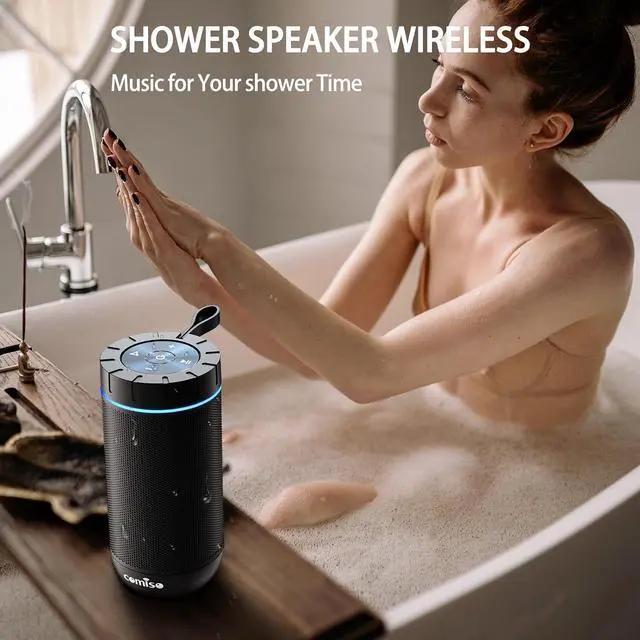 Alt view image 4 of 7 - Portable Bluetooth Speaker, IPX5 Waterproof Shower Speaker with 360° HD Surround Sound, Punchy Bass, Wireless TWS Pairing, 24H Playtime, Wireless Speaker for Home/Outdoor/Camping/Beach, Birthday Gift