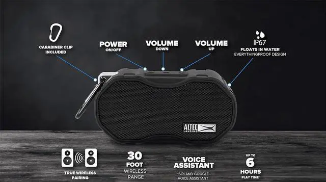 Alt view image 2 of 7 - Altec Lansing Baby Boom XL - Waterproof Bluetooth Speaker, Wireless & Portable for Travel & Outdoor Use, Deep Bass & Loud Sound, 1 Pack, Black