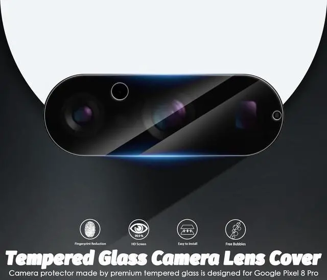 Alt view image 2 of 7 - Orzero (3 Pack) Compatible for Google Pixel 8 Pro Camera Lens Protector, Tempered Glass 9H High Definition Anti-Scratch Bubble-Free (Not for Pixel 8)