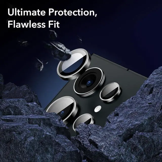 Alt view image 2 of 7 - for  Galaxy S24 Ultra Camera Lens Protector Individual Lens Protectors Scratch-Resistant Ultra-Thin Tempered Glass with Aluminum Edging Galaxy S24 Ultra Case Friendly 2 Sets Black